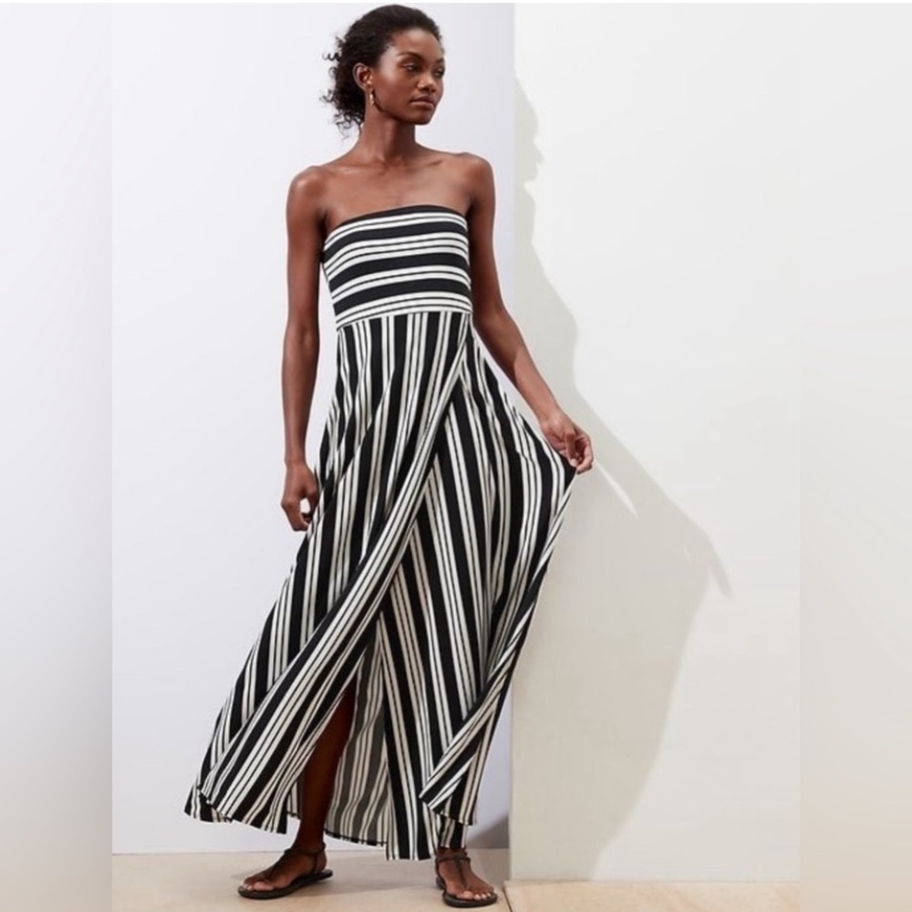 EUC Strapless Navy & White Striped XS Maxi Dress by Banana Reoublic